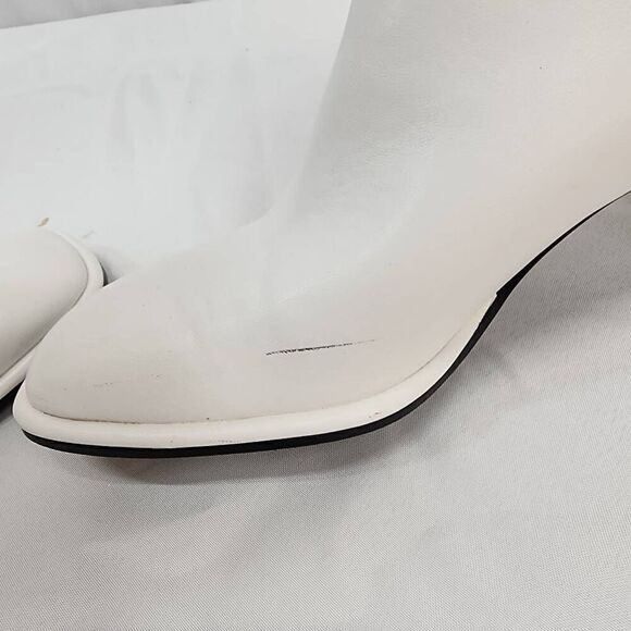 Zara Size US 10.5 EU 41 Women's White Square Toe Block Heel Vegan Ankle Booties - Picture 11 of 12